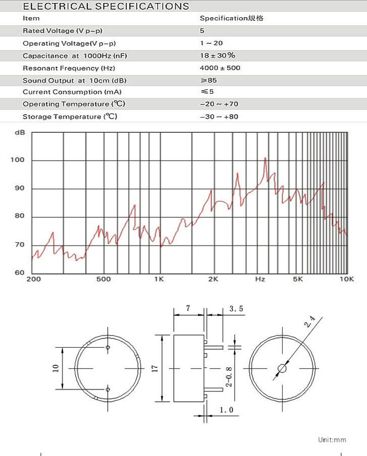 壓電式蜂鳴器型號圖